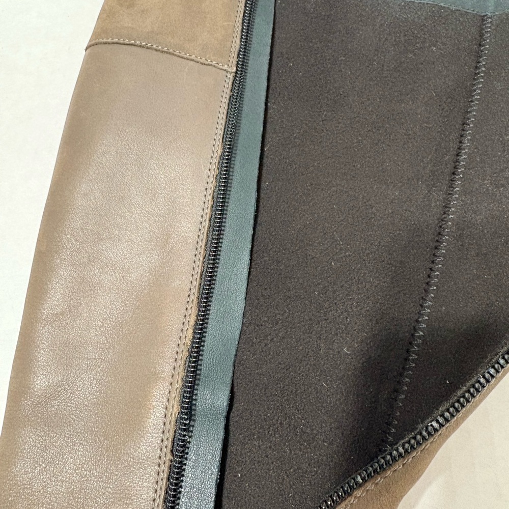 Women's Born Taupe Knee-High Nubuck Leather Boots.‎ Soft Fleece Insulation. Zip - Picture 11 of 16